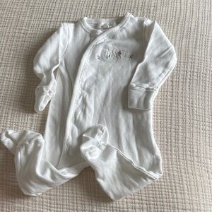 Starting Out White Baby Footie with Embroidery